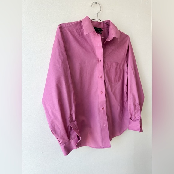 Fox Croft-Fuchsia Wrinkle Free-Classic Fit Button Down Shirt Long Sleeve-Size16P - Picture 2 of 11